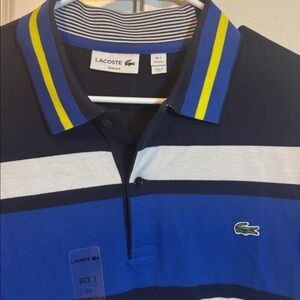 Lacoste Men’s Navy, Royal Blue & White Striped Polo
